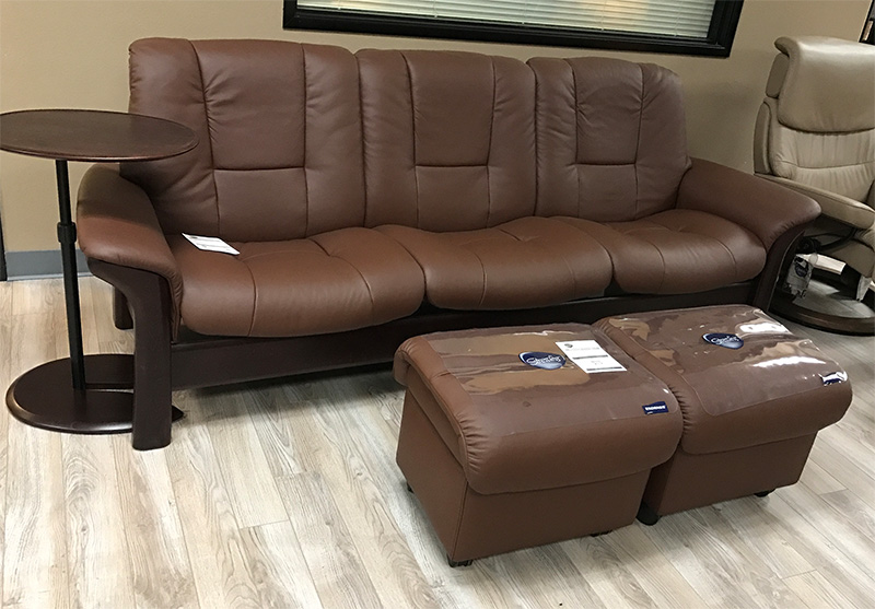 Stressless Buckingham 3 Seat Low Back Sofa Paloma Brown Leather