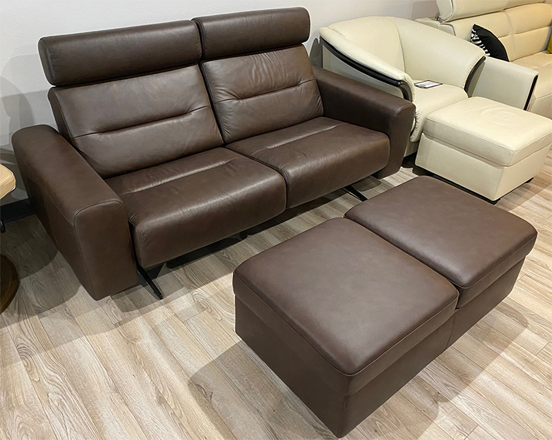 Stressless Emily Power Loveseat Sofa in Paloma Chocolate Leather by Ekornes