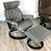 Stressless Skyline Signature Recliner and Ottoman in Paloma Metal Grey Leather