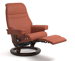 Stressless Sunrise LegComfort Power Extending Footrest with Classic Wood Base Recliner Chair