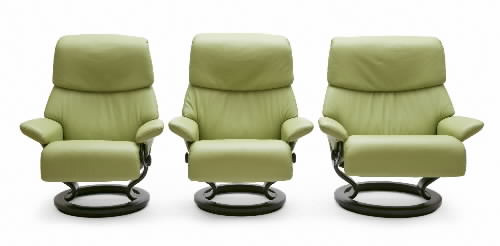Stressless Paloma Green Leather Color Recliner Chair and Ottoman from Ekornes