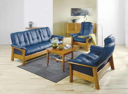 Stressless Paloma Oxford Blue Leather Color Sofa Set from Ekornes
