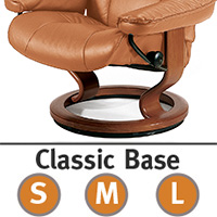 Stressless Skyline Classic Hourglass Wood Base Recliner Chair and Ottoman