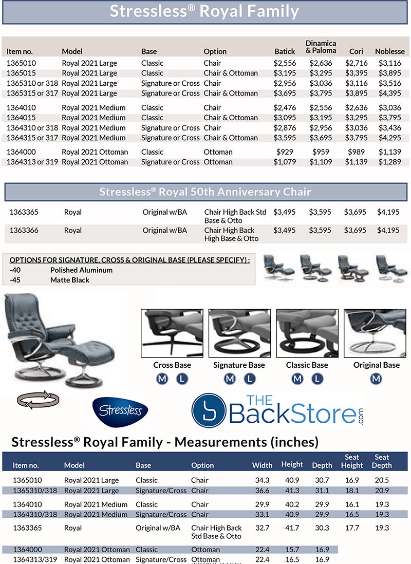 Stressless Royal Leather Recliner Chair and Ottoman Pricing by Ekornes