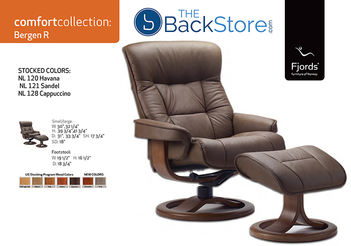 Fjords Bergen Leather Recliner Chair and Ottoman