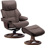Fjords Grip Leather Ergonomic Recliner Chair and Ottoman by Hjellegjerde 
