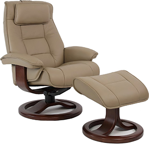 Fjords Mustang Recliner Chair and Ottoman in Stone Leather