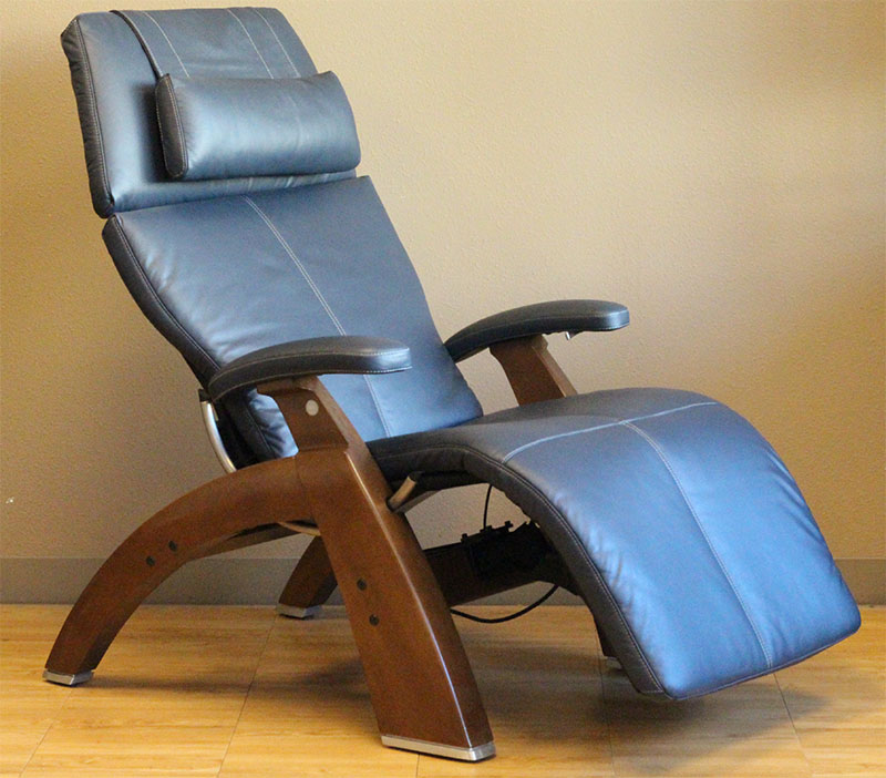 Human Touch PC-510 Power Perfect Chair Recliner in Navy  Blue Leather