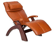 Cognac Premium Leather with Chestnut Wood Base Series 2 Classic Human Touch PC-420 PC-600 PC-610 Perfect Chair Recliner by Human Touch