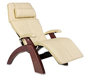 Ivory Leather with Chestnut Wood Base Series 2 Classic Human Touch PC-420 PC-600 PC-610 Perfect Chair Recliner by Human Touch