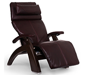 Burgundy Premium Leather with Dark Walnut Wood Base Series 2 Classic Human Touch PC-420 PC-600 PC-610 Perfect Chair Recliner by Human Touch