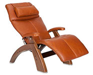Cognac Premium Leather with Walnut Wood Base Series 2 Classic Human Touch PC-420 PC-600 PC-610 Perfect Chair Recliner by Human Touch