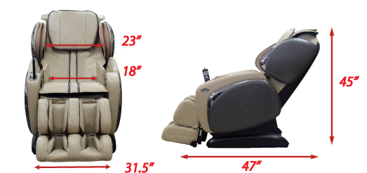 Osaki OS-4000LS L-Track Zero Gravity Massage Chair Recliner Dimensions