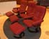 Stressless Oxford Large Recliner Chair and Ottoman in Batick Burgundy Leather by Ekornes