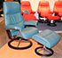 Stressless View Medium Recliner and Ottoman in Cori Petrol Leather