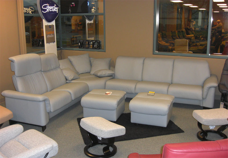 Stressless Paloma Pearl Grey Leather Paradise Sectional from Ekornes