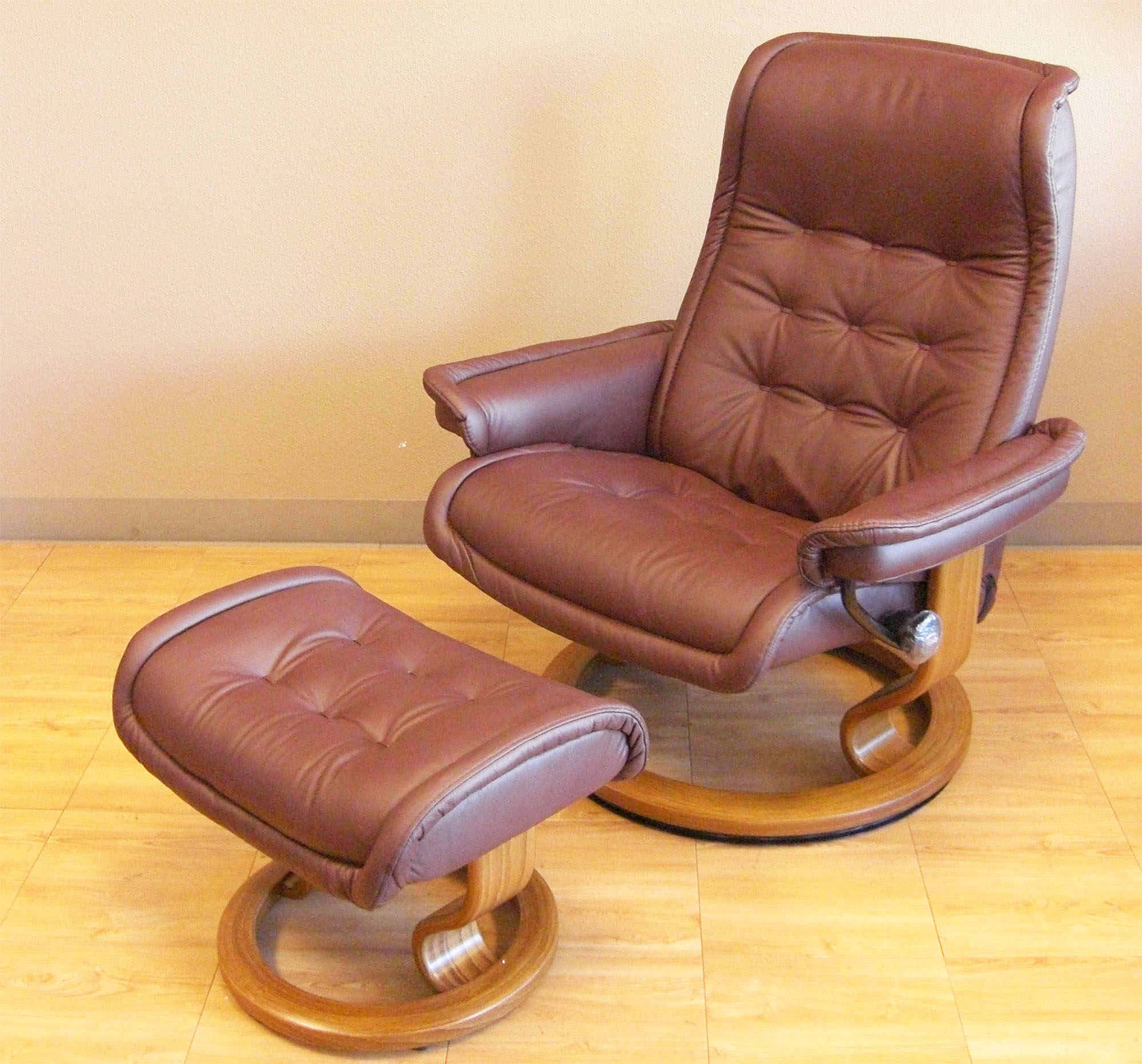 Stressless Paloma Coffee Leather Color Recliner Chair and Ottoman from Ekornes