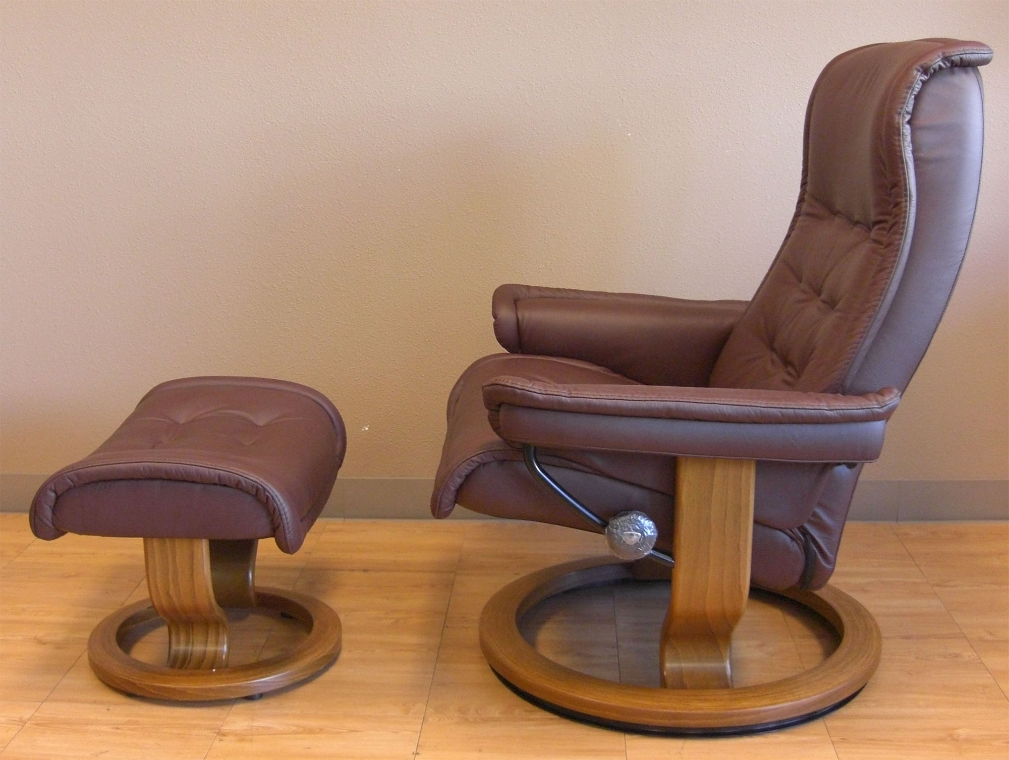 Stressless Paloma Coffee Leather Color Recliner Chair and Ottoman from Ekornes