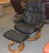Stressless Vegas Large Reno Recliner Chair and Ottoman in Paloma Black Leather