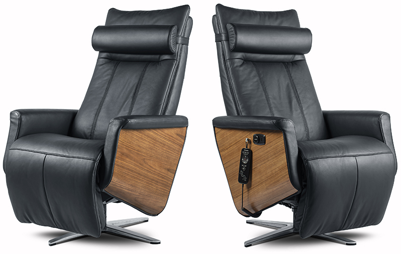 Black Leather Svago Swivel SV-500 Leather Zero Anti Gravity Recliner Chair
