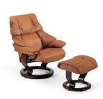 Stressless Reno Recliner Chairs and Ottoman